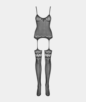 Obsessive zmysłowy bodystocking F214 (czarne)