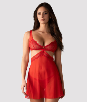 Obsessive Cupide Desir babydoll i stringi S/M czerwony