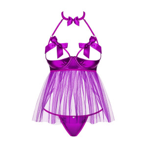 Obsessive Delishya koszulka babydoll i stringi (fioletowa)