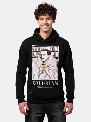 Prezent KOŁDRIAN / bluza z kapturem męska / czarna - NadWyraz