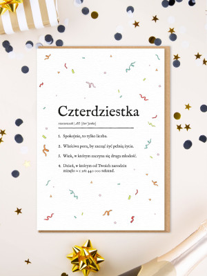DEFINICJA CZTERDZIESTKI / kartka na 40. urodziny