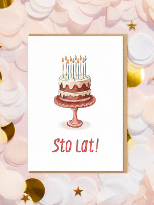 TORT / 100 LAT / uniwersalna kartka urodzinowa