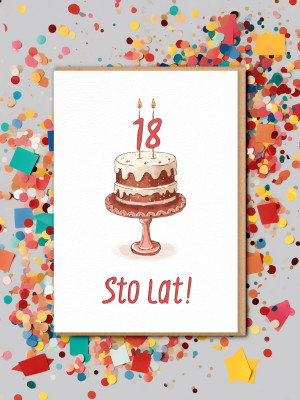 TORT / 100 LAT / kartka na 18. urodziny