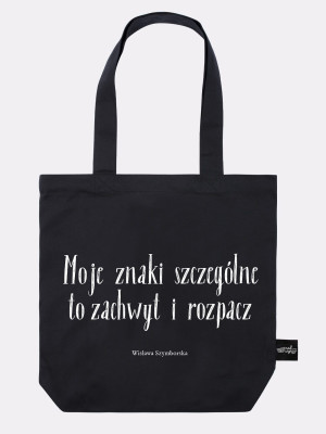 ZNAKI SZCZEGÓLNE / Wisława Szymborska / torba bawełniana / czarna