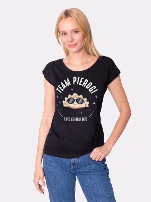 TEAM PIEROGI / koszulka damska / czarna