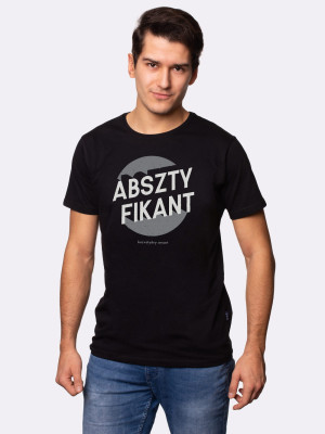 ABSZTYFIKANT / Koszulka Poetycka Śmieszna z Nadrukiem męska / czarna - Produkt z Poprawną Polszczyzną - NadWyraz