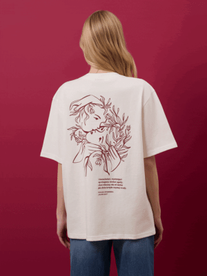 NIC DWA RAZY SIĘ NIE ZDARZA / Wisława Szymborska / koszulka oversize unisex / złamana biel