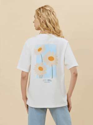 DAISY / koszulka oversize damska / złamana biel