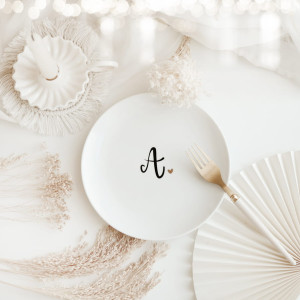 Talerz z inicjałem ZŁOTE SERCE