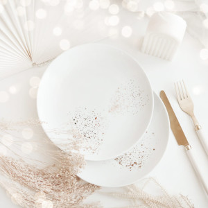 Zestaw 2 Talerzy nakrapiany złotem