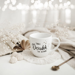 Biały kubek porcelanowy 300 ml - napis Taki Dziadek to skarb dla dziadka na Dzień Dziadka