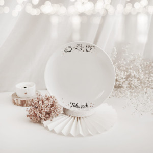 Talerz deserowo-śniadaniowy 20 cm - Trzy małe kotki + Imię