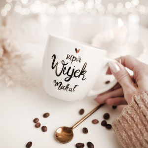 Kubek 300 ml - Super wujek z imieniem ZŁOTE SERCE