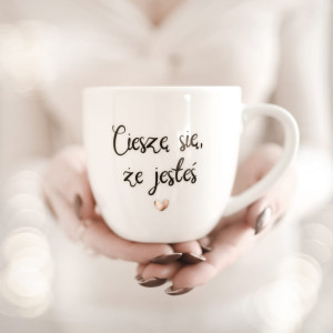 Kubek 300 ml - Cieszę się, że jesteś ZŁOTE SERCE