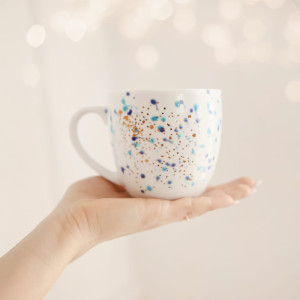 Kubek 300 ml - Nakrapiany błękitem i złotem