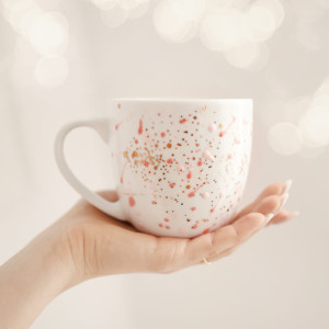 Kubek 300 ml - Nakrapiany różem i złotem