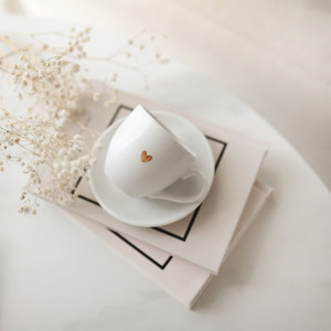 Filiżanka 100 ml espresso ze spodkiem - Złote serce