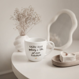 Biały Kubek Porcelanowy 300 ml - Napis Każdy Dzień z Tobą dla Ukochanej Osoby na Walentynki