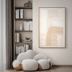 Architektura ciszy 70x120 - obraz strukturalny, abstrakcja, ręcznie malowany