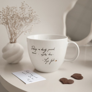 Biały Kubek Porcelanowy z Personalizacją 1 Litra - Personalizacja Listu Miłosnego dla Bliskiej Osoby