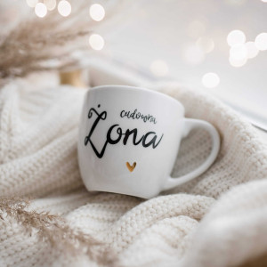 Kubek 300 ml - Cudowna żona ZŁOTE SERCE