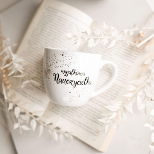 Biały kubek porcelanowy 300 ml - napis wyjątkowa nauczycielka na dzień nauczyciela dla nauczycielki