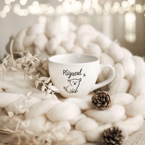 Biały kubek porcelanowy 500 ml - motyw psa dla miłośnika psów na urodziny