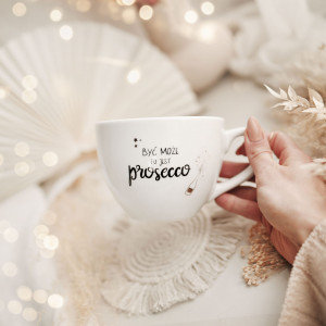 Biały Kubek Porcelanowy 500 ml - Napis Być Może Jest Tu Prosecco dla Miłośniczki Prosecco na Wieczór Panieński