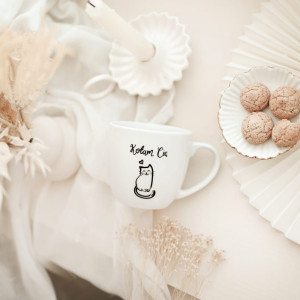 Biały kubek porcelanowy 300 ml - napis kotam cię na walentynki dla miłośnika kotów