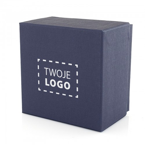 Pudełko ozdobne granatowe z logo firmy (11 x 11 x 6,5 cm) - Elegancja