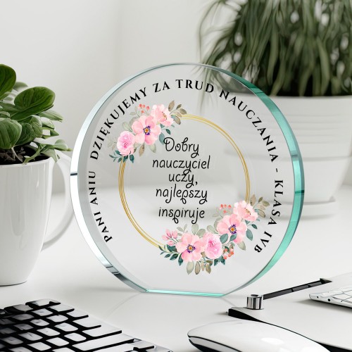 Statuetka szklana z nadrukiem dla nauczycielki - Inspiracja