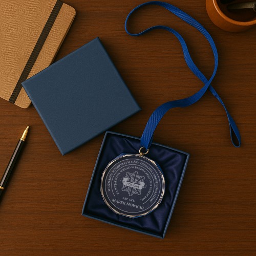 Medal z grawerem dla policjanta - Wzorowa służba