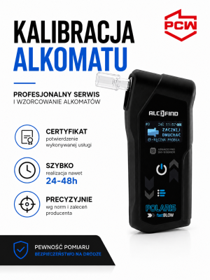 Kalibracja alkomatu AlcoFind POLARIS wraz ze świadectwem adiustacji