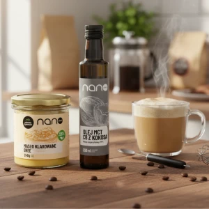 Zestaw Kawa Kuloodporna - Olej MCT C8 250 ml + Masło Ghee 240 g Nanovital