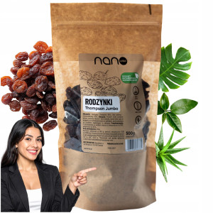 Rodzynki Thompson Jumbo Suszone Naturalne Słodkie Duże Uniwersalne 500 g