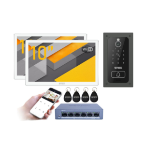 Wideodomofon IP WiFi FHD 10" – 2× Vermis PLUS (W) z stacją 83243 i switchem PoE
