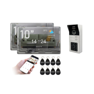 5TECH - Lustrzany Wideodomofon WiFi FHD 84225-2 + 2x Monitory VERUS PLUS 10''