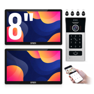 Wideodomofon 5TECH 82225 + 2x Monitor VIRGO 8'' (B) - 2-żyłowy Cyfrowy WiFi FHD