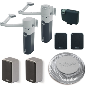 NICE Walky 2024 - zestaw + lampa LED - zestaw gotowy do montażu - napęd do bram skrzydłowych - długość skrzydła do 1,8m, waga do 100kg