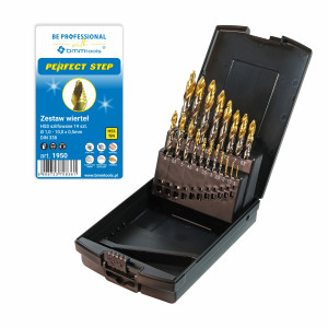 Zestaw wierteł krętych HSS TiN PERFECT-STEP precyzyjne 1-10 mm, 19 sztuk BMM TOOLS