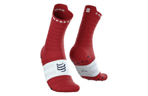Skarpety Compressport Pro Racing Socks V4.0 Ultralight Run High (Pompeian Red / White) czerwonoo-białe