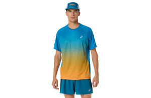 Koszulka Asics Road Fade SS Top niebiesko-pomarańczowa męska