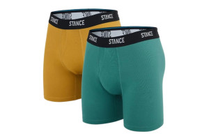 Dwupak bokserek do biegania Stance Minted 2 Pack Boxer Brief zielone + pomarańczowe