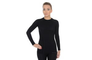 Koszulka termoaktywna Brubeck Active Wool LS12810 z wełny merino długa damska czarna