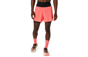 Spodenki Asics Fujitrail Elite Short koralowo-czarne męskie AW26