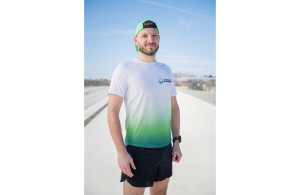 Koszulka startowa Natural Born Runners 2025 biało-zielona męska