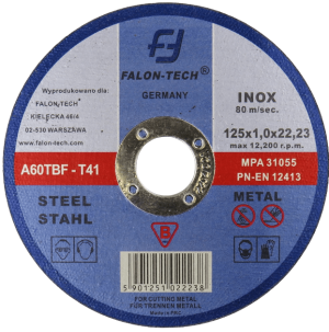 Tarcza do cięcia metalu 125x1mm FALON TECH inox
