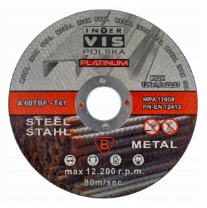 Tarcza do metalu stali INTER VIS Platinum inox 125x1mm