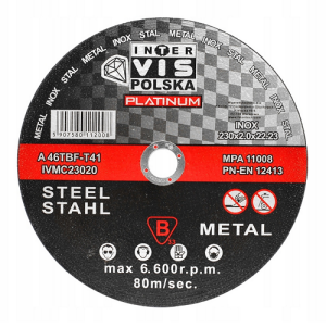 Tarcza do cięcia metalu i stali nierdzewnej 230x2x22,2 mm INTER-VIS