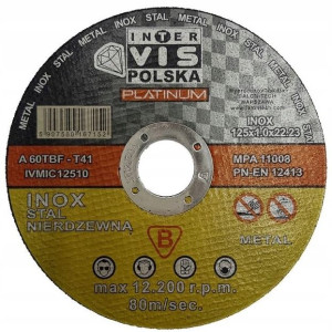 Tarcza do cięcia metalu 125x1mm INTER VIS Platinum Inox żółta